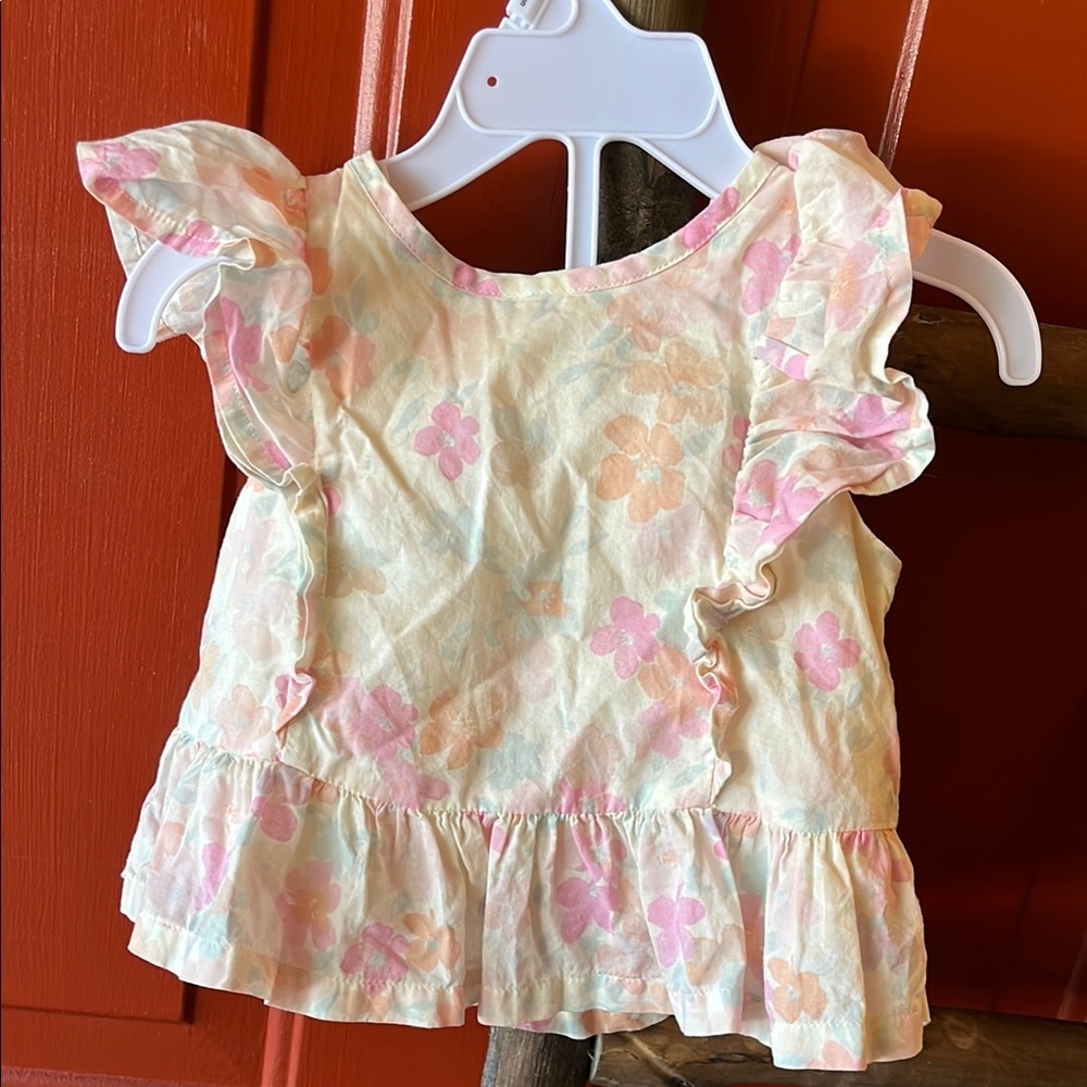 GAP Kids Floral Ruffle Blouse - Pink and Cream